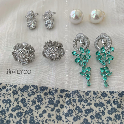 耳夹特辑 精工镀18K金甜美优雅山茶花美貌奢华耳钉婚纱礼服晚宴