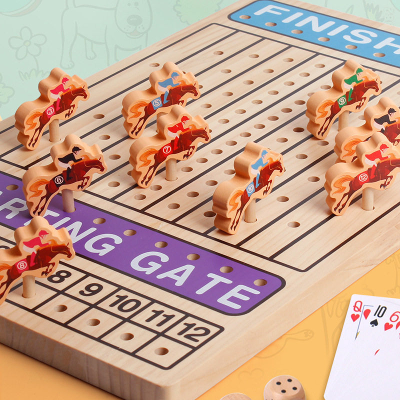 儿童益智力赛马游戏棋趣味思维互动对战游戏木质宝宝早教玩具