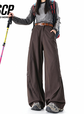 春秋山系户外高街铆钉弯刀休闲裤宽松垂坠感裤子cleanfit直筒长裤