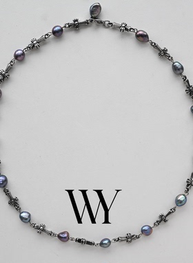 WY冬季新款原创设计淡水巴洛克拼接项链十字架小众颈饰高级感