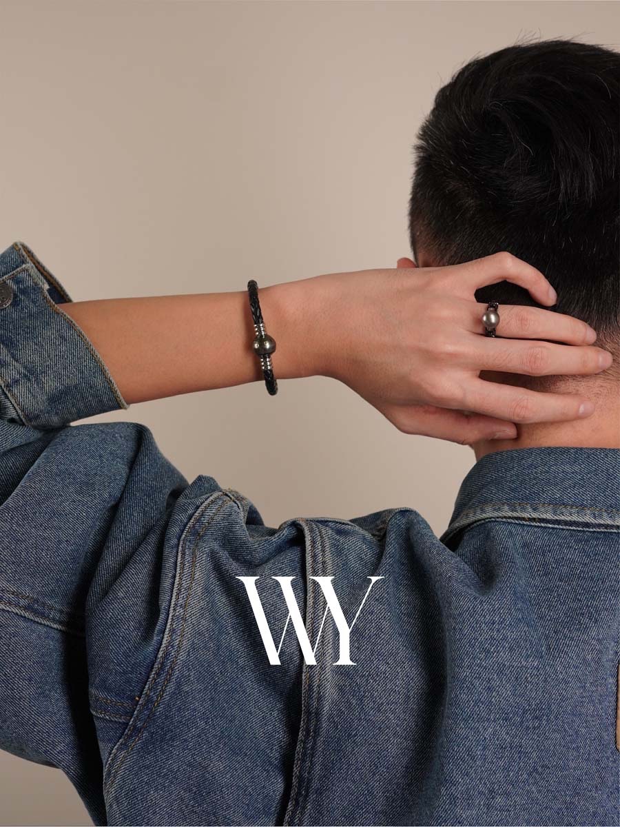 WY进口意大利羊皮choker强光爱迪生大溪地黑珍珠酷项链手链甜酷风