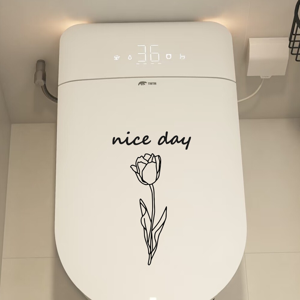 治愈系家居贴纸 郁金香图案 nice day 创意马桶盖 玻璃门装饰贴纸