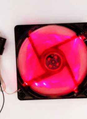 12025风扇鲨鱼片扇叶带红灯 12V 0.25A 3线静音电脑机箱CPU风扇