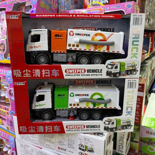 新款宝乐星工程车清扫车吸尘清洁车环卫车带声音效果男孩玩具礼物
