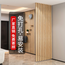 铝合金方管隔断立柱铝方通竖条屏风木纹栅栏办公室玄关客厅免打孔