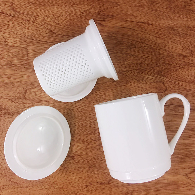 陶瓷杯子带盖子办公室过滤茶杯茶水分离内胆茶隔泡茶杯男士个人专