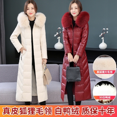 简约绵羊皮长款连帽真狐狸毛领