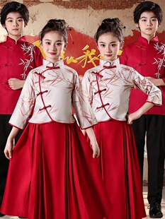 儿童演出服中国风中小学生大合唱诗朗诵表演服男S女童演讲比赛礼
