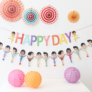 深圳女孩生日装 oohlala彩旗卡片信封贺卡韩系派对简约拉旗 饰韩版