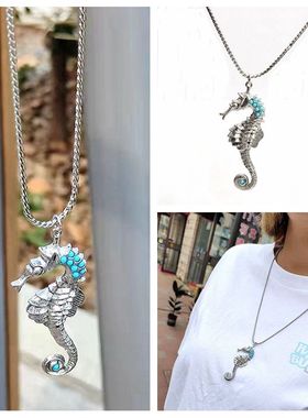 饰品个性时尚小海马项链气质简约海洋生物项饰女特价做旧白金色