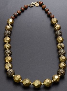 欧美复古民族多面体珠子毛衣链