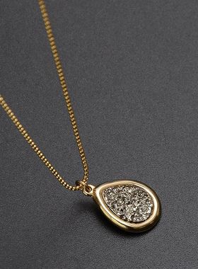 金色水滴形吊坠项链女轻奢潮流