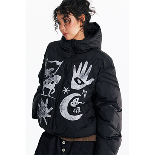 男女外套 面包棉服印花短款 1997邮政局 日月骑士 药九玖柒
