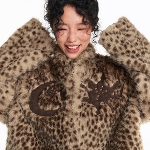 1997邮政局 豹纹仿皮草羊羔绒外套 药九玖柒 星月