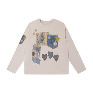 直喷肌理感宽松t恤圆领长袖 数码 1997邮政局 百家布 药九玖柒