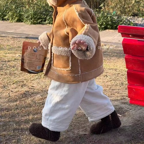 Doodonii儿童加绒直筒裤