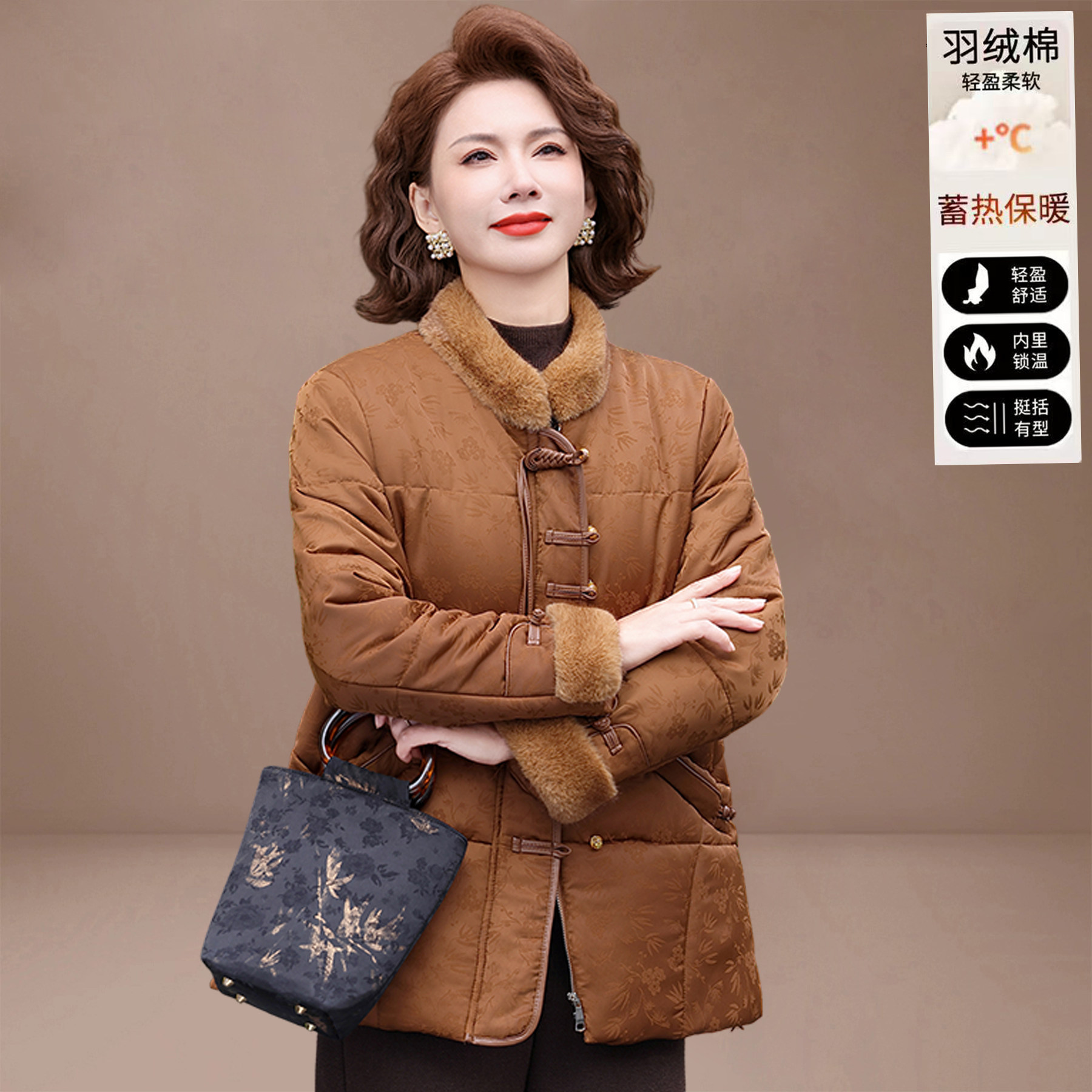 新中式妈妈冬装羽绒棉服退换包邮