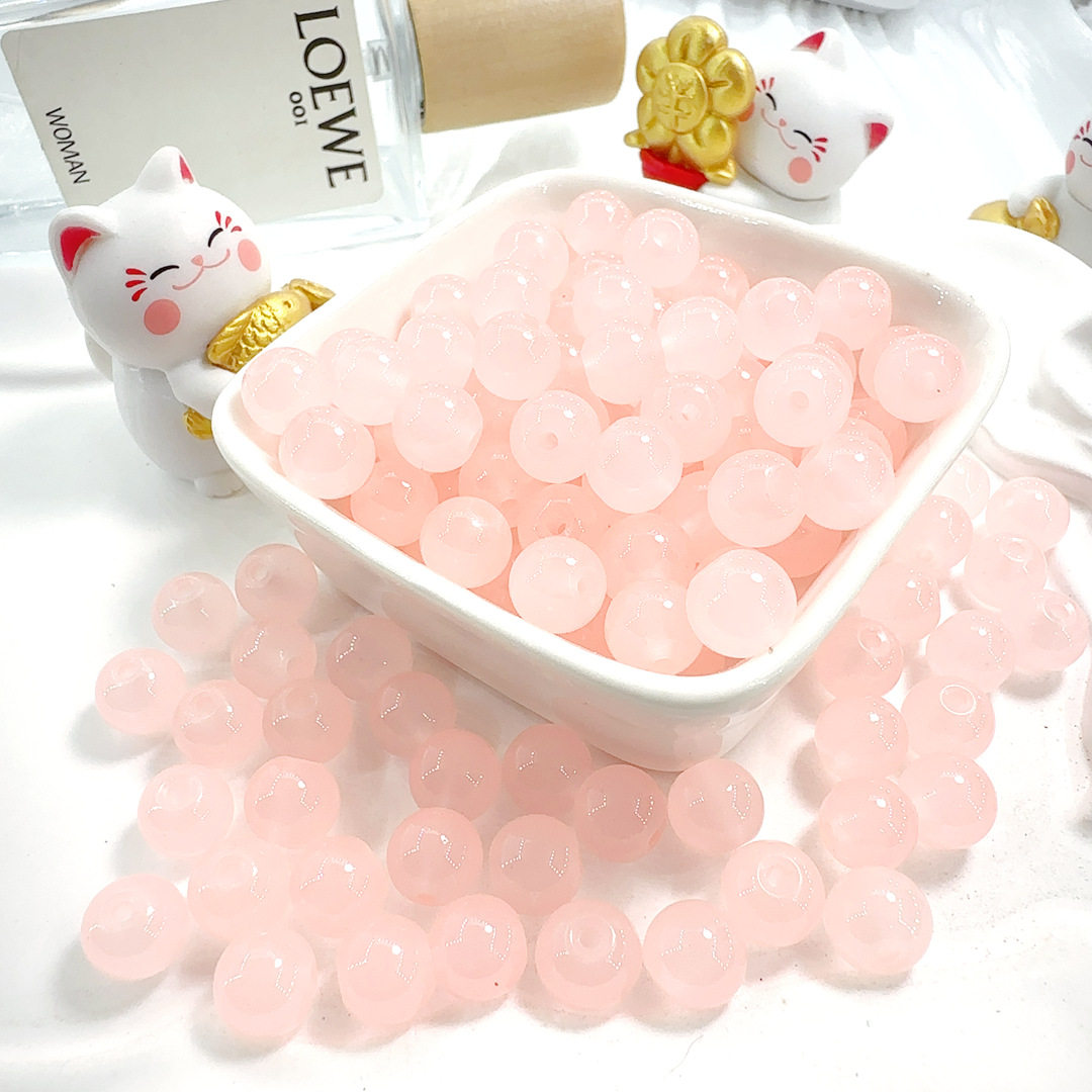50颗 纯色玻璃球有孔琉璃珠子手工DIY饰品配件材料包散珠精致手串图片