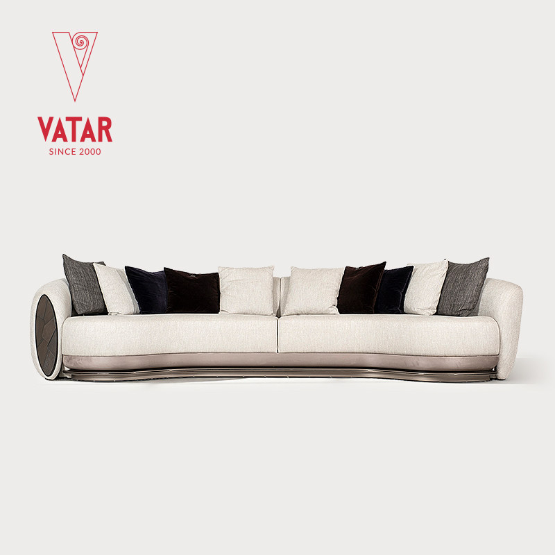 VATAR梵达 意式轻奢简约弧形沙发米白色撞色设计师款简奢布艺沙发,住宅家具,布艺沙发,淘宝优惠券,粉丝福利购,淘宝优惠卷