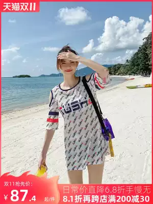 Swimsuit female two-piece three-piece Conservative belly thin flat corner sports students Korean ins hot spring swimsuit