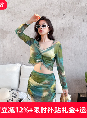 泳衣女2026新款分体长袖防晒性感绝美高级感温泉度假三件套泳装