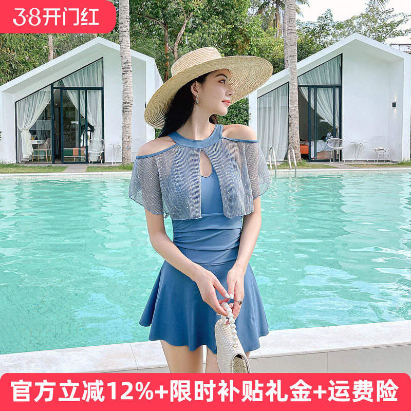 游泳衣女2026新款连体保守仙女范遮肚显瘦大码学生泡温泉小胸泳装