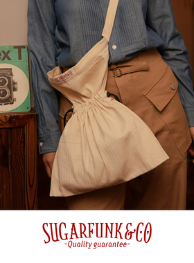 Sugarfunk复古帆布杂物袋邮差包机车包围裙袋美式复古/阿美咔叽