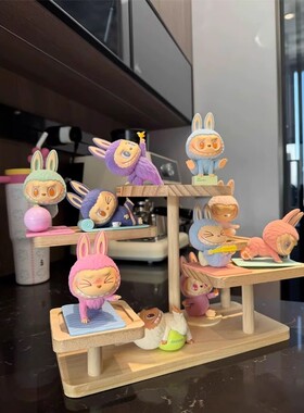 收纳展示架慵懒瑜伽系列泡泡玛特搪胶公仔盲盒拉布布收纳盒展示架