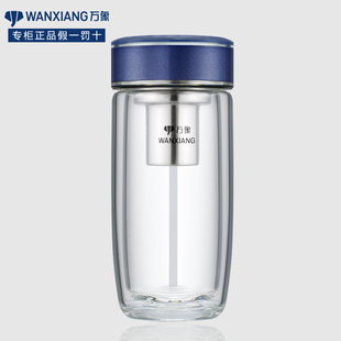 万象玻璃杯官方正品双层隔热耐高温高颜值家用夏季办公室女泡茶杯