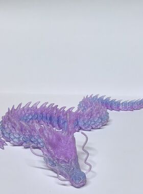 3D打印亮晶晶梦幻水晶中国龙仿真模型关节可动桌面摆件玩具手办