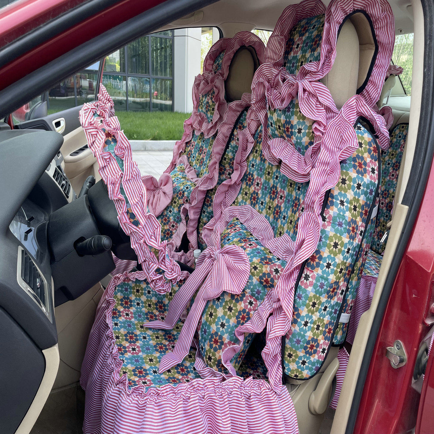 订制女士花边全包汽车坐垫套四季通用座垫套公主宝来朗逸途岳宝马