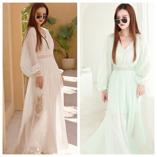 桑蚕丝真丝腰间镂空设计女神度假连衣裙party 春夏新款 秒杀 990