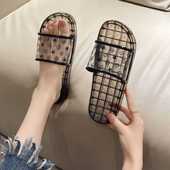 水晶透明防臭夏外穿浴室洗澡凉拖鞋 2025新款 时尚 子平底防滑厚底