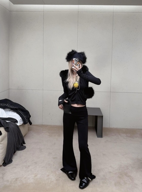 非实价来问我南油黑色显瘦套装