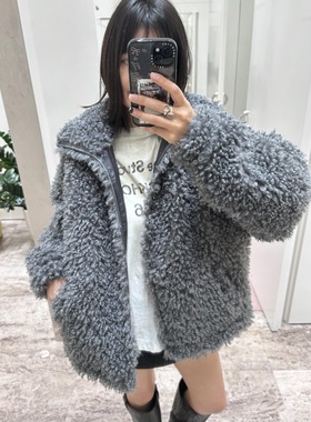 非实价来问我）南油颗粒泰迪连帽灰色外套