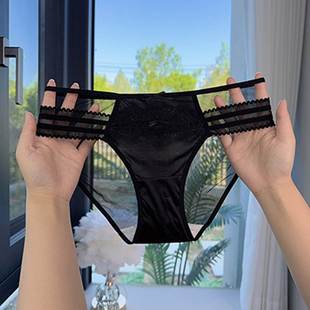 日本代购法式蕾丝内裤女士性感低腰无痕镂空诱惑情调女生三角裤头