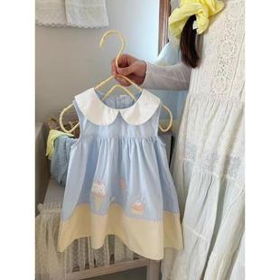 品牌折扣女童韩版 洋气翻领卡通背心裙小女 吊带连衣裙2025夏款 新款
