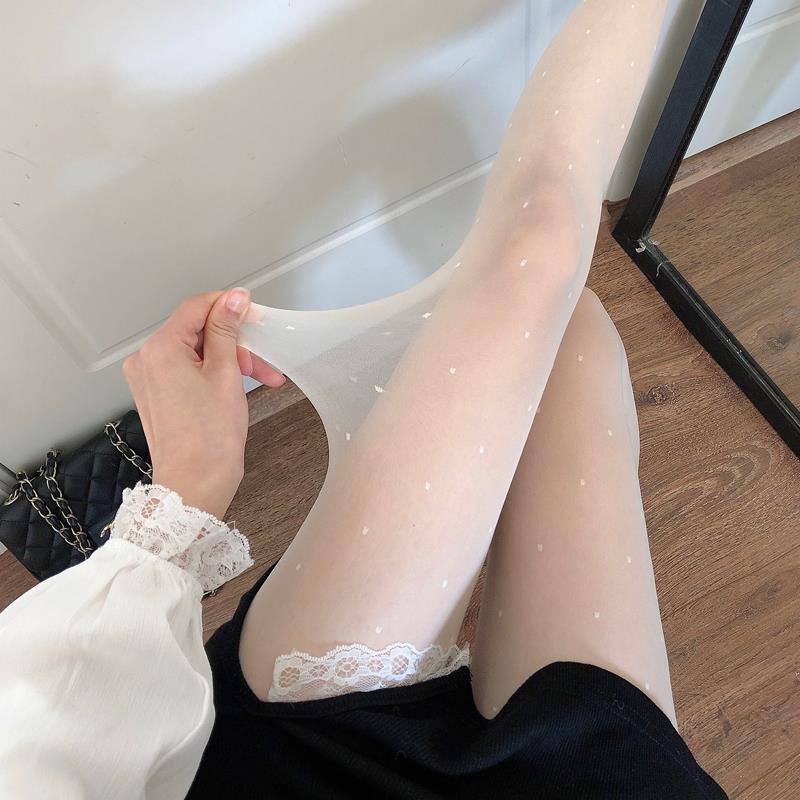 日本代购日本风格洛丽塔白丝袜春夏薄覆古蕾丝圆点心黑色丝袜女式