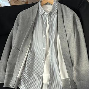 春秋款开衫男女V领简约休闲宽松慵懒风卫衣开衫长袖外套男女