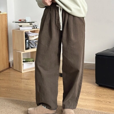春秋季休闲裤男直筒百搭重磅厚实简约日系复古宽松阔腿工装裤