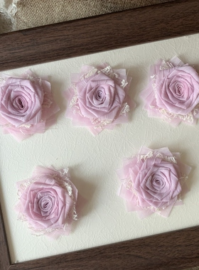 原创手工紫色布艺玫瑰发夹蕾丝洛丽塔胸针两用温柔风少女发饰DIY