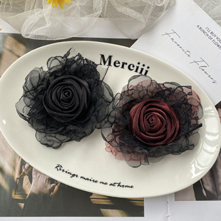 鞋 包辅料半成品 蕾丝花边服装 暗黑花朵配件玫瑰花朵布艺2024新款