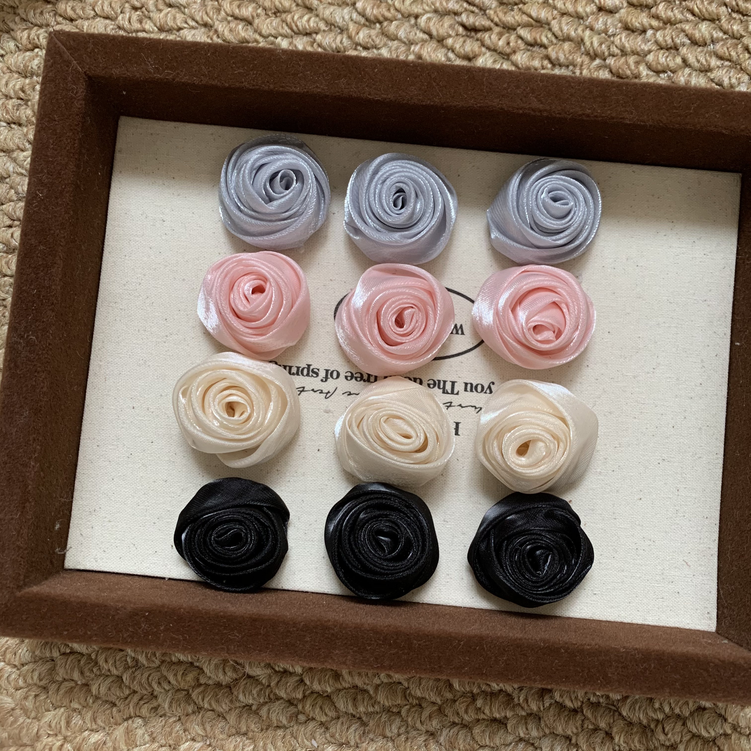 3cm缎带玫瑰花苞发夹材料BJD娃衣棉花娃娃发饰辅料配饰diy手工3只