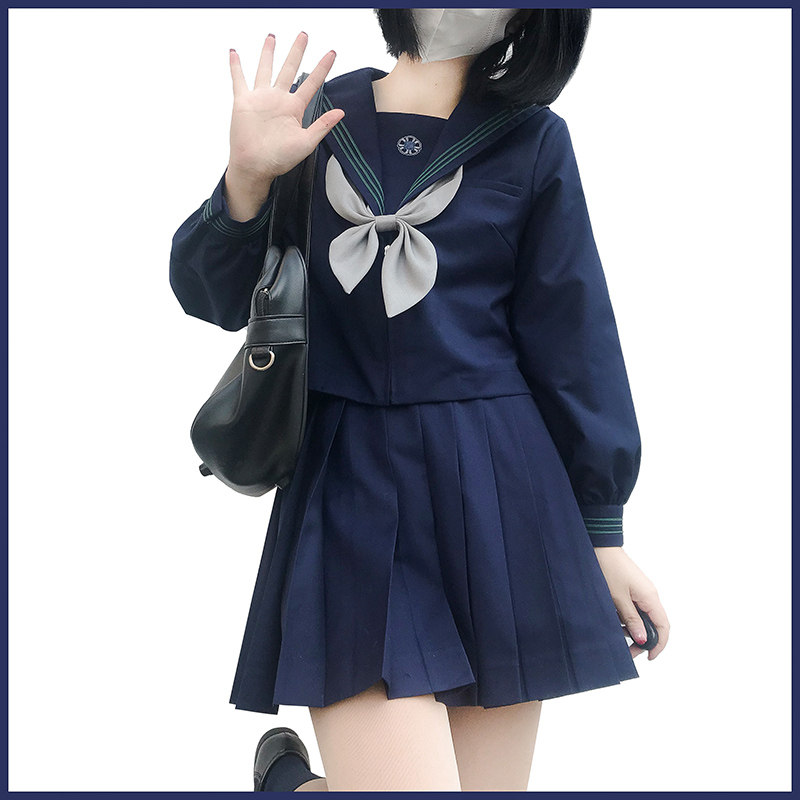 原创JK制服套装蛇腹线校供感二本关西襟长袖春夏