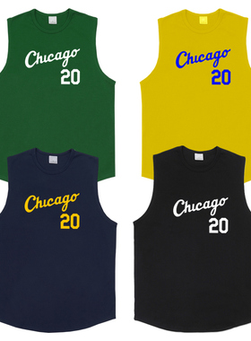chicago20芝加哥印花宽松嘻哈背心加大码胖456XL男背心无袖篮球潮