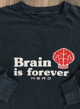 NERD古着感oldschool男士大码宽松上衣慵懒风长袖T恤美式街头卫衣