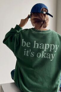 soul简约创意字母涂鸦男女复古宽松BF中性风街头圆领卫衣潮流