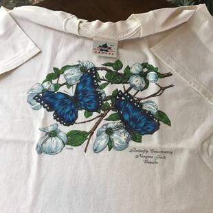 hiphop高街t恤上衣 原宿风短袖 vintage美式 复古两只蝴蝶慵懒风大码