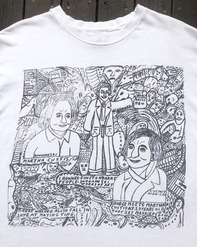 Autismss宝藏屋！黑白线描手绘涂鸦简约oversize短袖t恤T-shirt