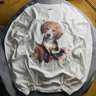 Print百搭简约学院风长袖 Dog t恤 超火Beagle Autismss宝藏屋